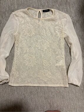 Max Mara max co Cream Lace Long-Sleeve Blouse